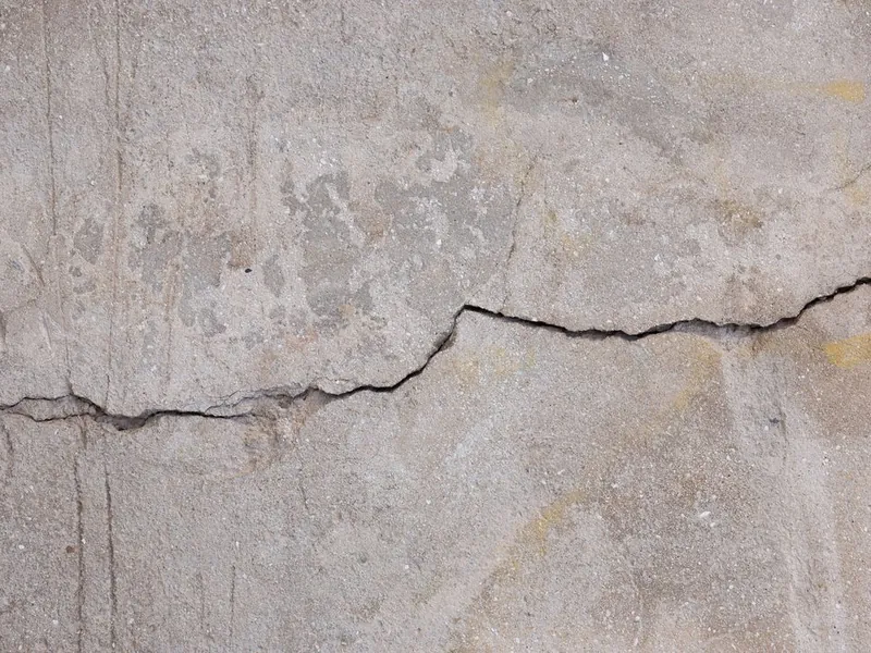 Cracked concrete slab that needs crack repair and surface prep before coating